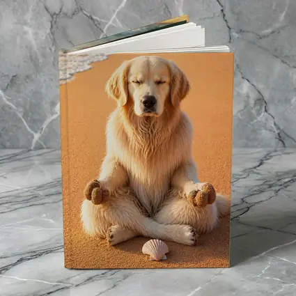 Golden Retriever Meditating on Sunny Beach