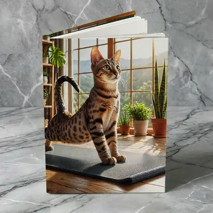 Egyptian Mau Cat on Yoga Mat Indoors