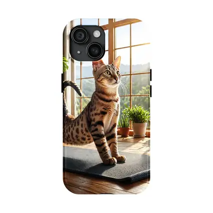 Egyptian Mau Cat on Yoga Mat Indoors