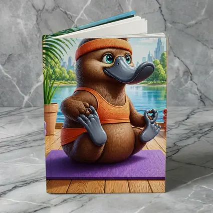Cartoon Platypus Meditating On Yoga Mat