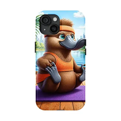 Cartoon Platypus Meditating On Yoga Mat
