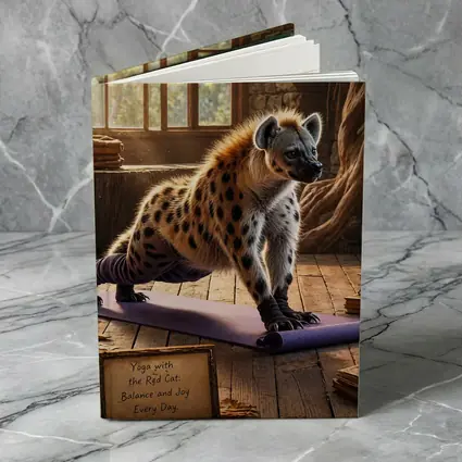 Hyena Doing Yoga on Purple Mat