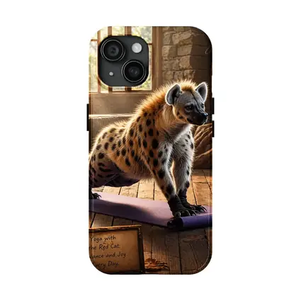 Hyena Doing Yoga on Purple Mat