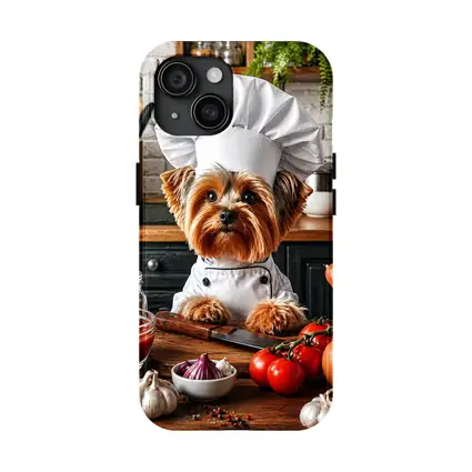 Yorkshire Terrier Chef Cooking in Kitchen