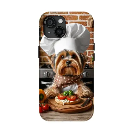 Yorkshire Terrier Chef Cooking In Kitchen