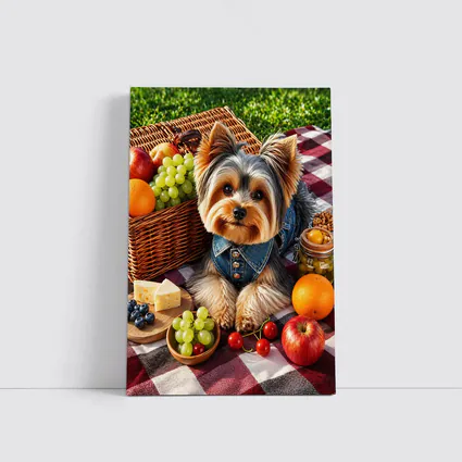 Yorkshire Terrier Picnic Blanket Fruits Cheese