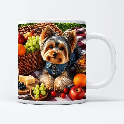 Yorkshire Terrier Picnic Blanket Fruits Cheese