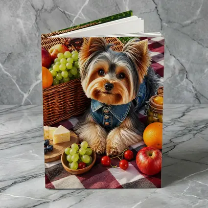 Yorkshire Terrier Picnic Blanket Fruits Cheese
