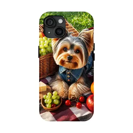 Yorkshire Terrier Picnic Blanket Fruits Cheese
