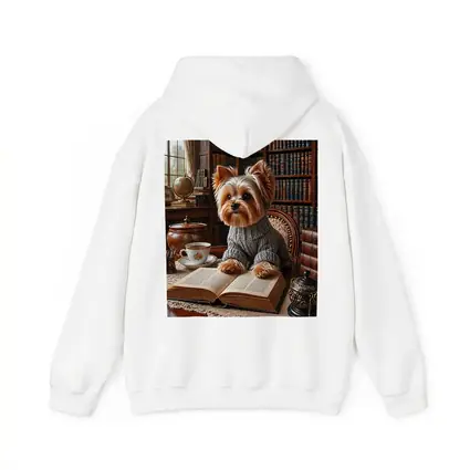Yorkshire Terrier Reading Book Cozy Library