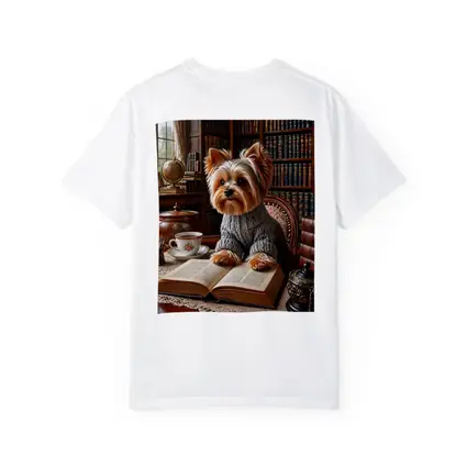 Yorkshire Terrier Reading Book Cozy Library