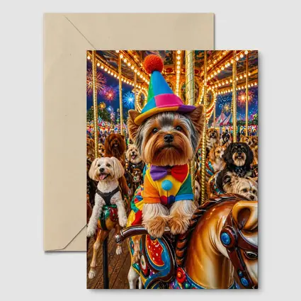 Yorkshire Terrier Clown Costume Carnival Carousel