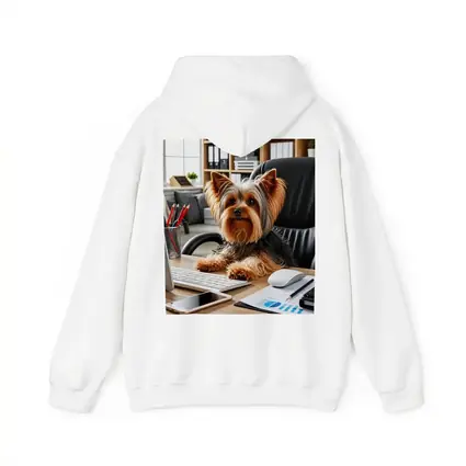 Yorkshire Terrier Sitting at Office Desk