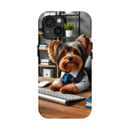 Yorkshire Terrier Boss at Office Desk