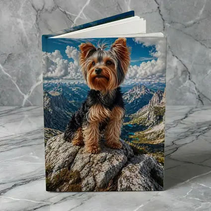 Yorkshire Terrier Standing on Mountain Summit