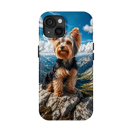 Yorkshire Terrier Standing on Mountain Summit