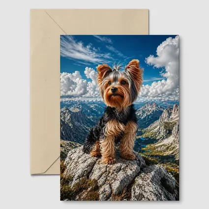 Yorkshire Terrier Standing on Mountain Summit