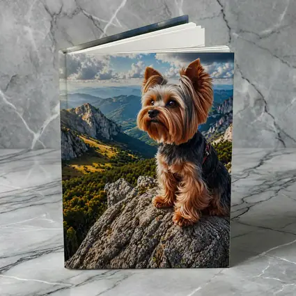 Yorkshire Terrier Sitting on Mountain Rock