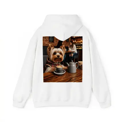 Yorkshire Terrier Enjoying Coffee in Cozy Cafe
