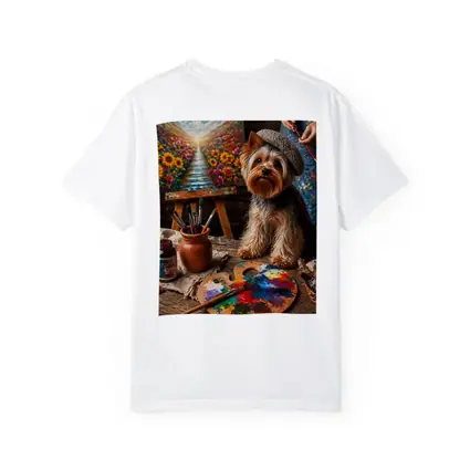 Yorkshire Terrier Artist Beret Colorful Painting Studio
