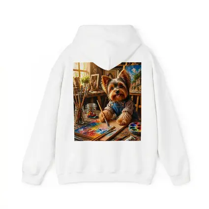 Yorkshire Terrier Painter in Colorful Art Studio