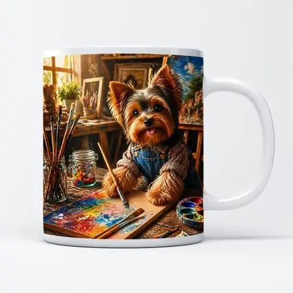 Yorkshire Terrier Painter in Colorful Art Studio