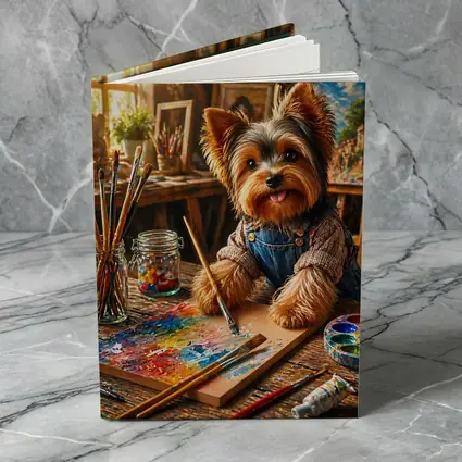 Yorkshire Terrier Painter in Colorful Art Studio