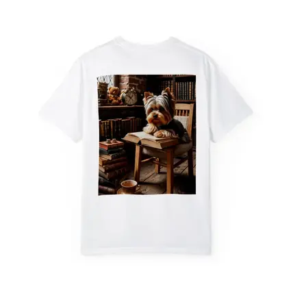 Yorkshire Terrier Reading Books Cozy Library