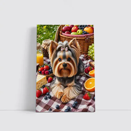 Yorkshire Terrier Picnic Blanket Fruits Summer