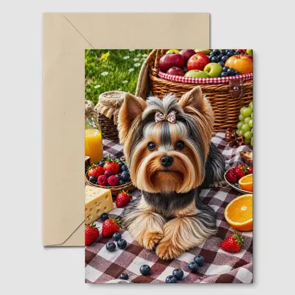 Yorkshire Terrier Picnic Blanket Fruits Summer