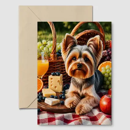 Yorkshire Terrier Picnic Cheese Fruits Basket
