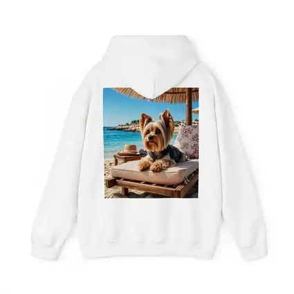 Yorkshire Terrier Relaxing on Beach Lounger