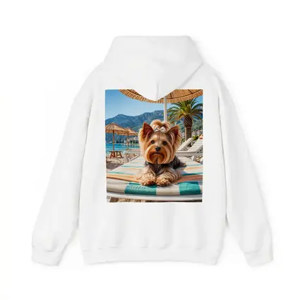 Yorkshire Terrier Relaxing on Summer Beach