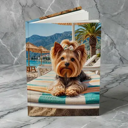 Yorkshire Terrier Relaxing on Summer Beach