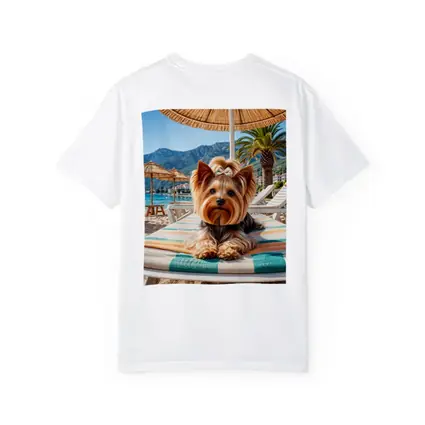Yorkshire Terrier Relaxing on Summer Beach