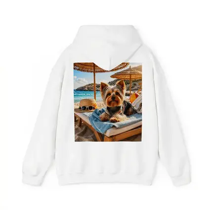 Yorkshire Terrier Relaxing on Summer Beach