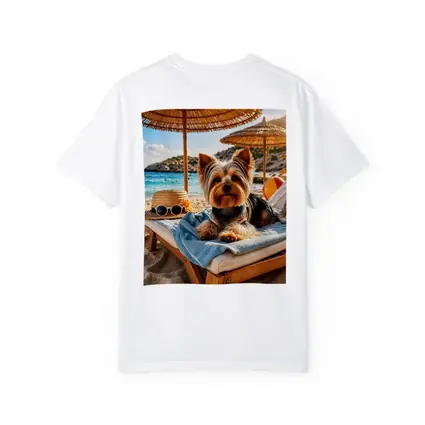 Yorkshire Terrier Relaxing on Summer Beach