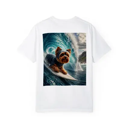 Yorkshire Terrier Surfing Giant Ocean Wave