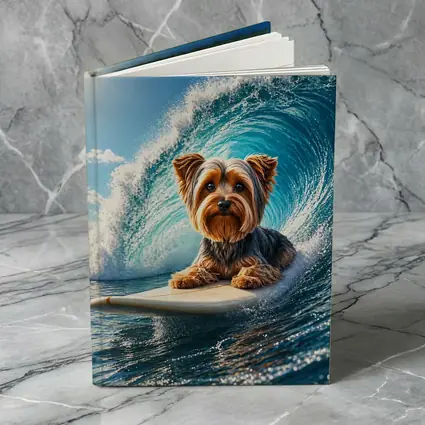 Yorkshire Terrier Surfing Giant Ocean Wave