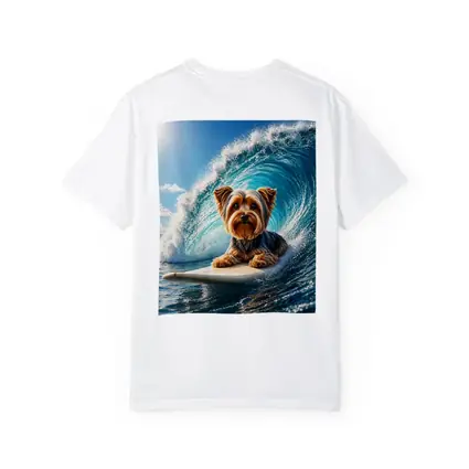 Yorkshire Terrier Surfing Giant Ocean Wave