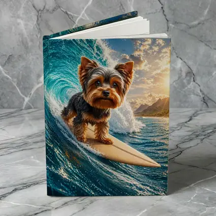 Yorkshire Terrier Surfing Giant Ocean Wave