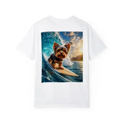Yorkshire Terrier Surfing Giant Ocean Wave