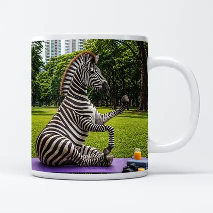 Zebra Doing Yoga in City Park