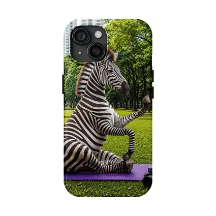 Zebra Doing Yoga in City Park