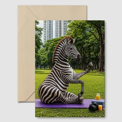 Zebra Doing Yoga in City Park