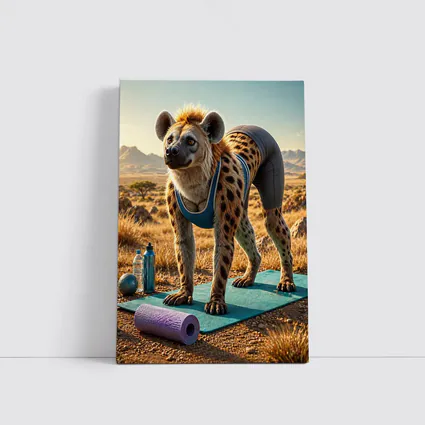 Hyena Doing Yoga on Safari Savanna
