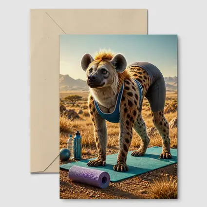 Hyena Doing Yoga on Safari Savanna