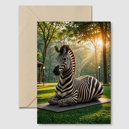Zebra Resting on Mat in Sunny Park