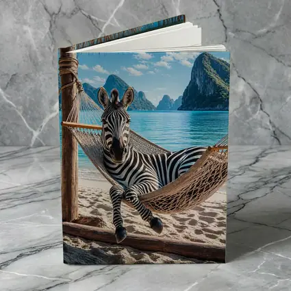 Zebra Relaxing in Hammock Beach Scene