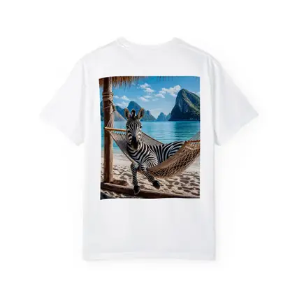 Zebra Relaxing in Hammock Beach Scene